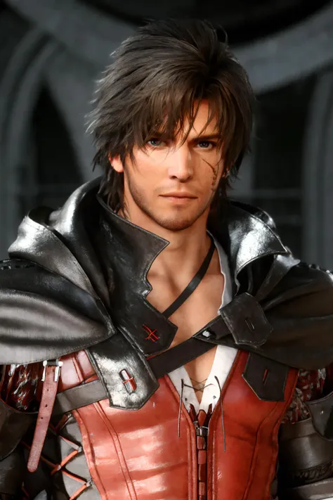 Best quality,masterpiece,ultra high res,1boy, clive,looking at viewer, upper body,