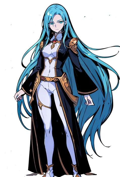 (masterpiece, top quality, best quality, official art:1.2, detailed:1.2)(original design:1.3),(consistent outfit:1.2),1boy,aqua hair, (long hair:1.3), 1girl, aqua eyes,(half body), archmage outfit, simple background, solo,(fantasy outfit), (muscular:0.7), white background,<lora:lcm-lora-sdv1-5 :1> , (<lora:Noblesse:1.5>)