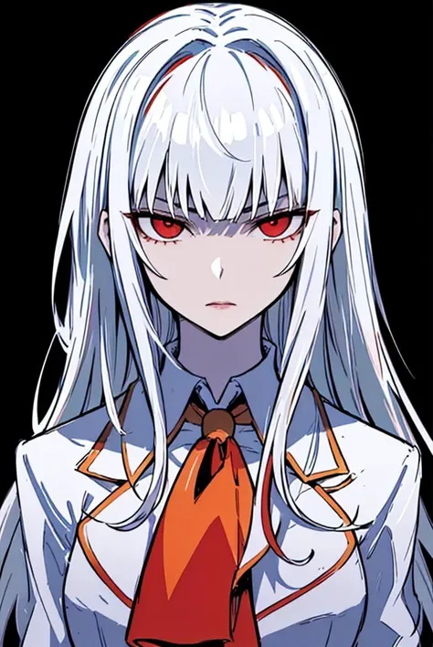 ((masterpiece, best quality:1.2),1girl, ascot, bangs, black background, brooch, closed mouth, expressionless, gem, lips, long hair, looking at viewer, red eyes, serious, solo, transparent background, upper body, white hair,<lora:lcm-lora-sdv1-5 :1> , <lora:Noblesse:1.2>