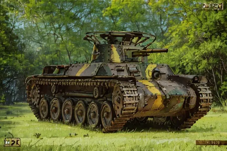 (Highest quality:1.1),(Super detailed:1.1),(Beautiful illustration:1.1),
type97middletankoldturret,chihatan_emblem,ground vehicle,automobile,military vehicle,tank,military,vehicle focus,caterpillar,outdoors,camouflage,bright colors,on lush grass,
<lora:97shikikyuV1:0.7>,
sketch,bright colors,outdoors,old camouflage tank abandoned in the jungle. Requiem for a forgotten hero,rust on the body,dilapidated,dusty,holes in the body,grass and flowers growing here and there on the body,relic of the past,unusable,detached caterpillar,ferns,vines wrapped around the caterpillar,pine trees,
The art style is of high quality.,<lora:Drawing1:0.3>,drawing,style by NTY,<lora:detailed_notrigger:0.7>,