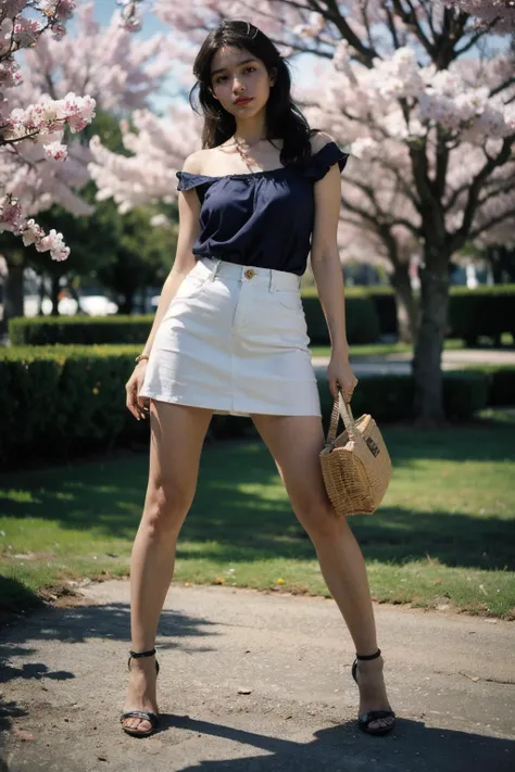 an extremely best quality, masterpiece,extremely detailed,realistic,
A beautiful girl casually standing in front of cherry tree and mecha, center, whole body, mecha, long hair, white miniskirt, long legs, high heels, looking at the camera, photo, best quality, masterpiece, 8k, ultra high res, (photorealistic:1.4), highly detailed, intricate detail, delicate and beautiful, good lighting, professional lighting, sharp focus, detailed shadows, exquisite details and textures, depth of field, unity 8k wallpaper,
