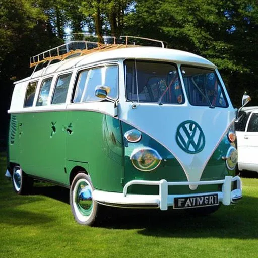 ((Best Quality)),  <lora:Retro_VW_Bus:1>, Green VW bus