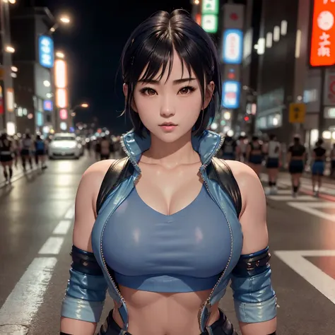 Masterpiece,8k, perfect face highly detailed,HDR, ultra realistic photoshoot, absurdres,award winning photo, extremely detailed, amazing, fine detail,
KazAsuka, Japanese woman, blue crop top, big breasts, denim jacket and minishorts, short black hair, MMA gloves, posing for a picture, in the streets of Osaka
<lora:KazAsuka:1>