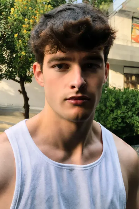 20 yo stud, photo of darelljones, a handsome boy, portrait, masculine, realistic, upper_body, (masterpiece, best quality:1.5), <lora:darelljones:1>, darelljones, face focus, blurry background, raw photo, wear tank top, 1man, outdoors, (masterpiece,best quality:1.5)