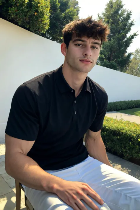 face of a guy, <lora:darelljones:0.9>, darelljones, a handsome boy, realistic, upper_body, (masterpiece, best quality:1.2), elegant pose, outdoors, natural light, face focus, black polo shirt, looking away,, (masterpiece,best quality:1.5)