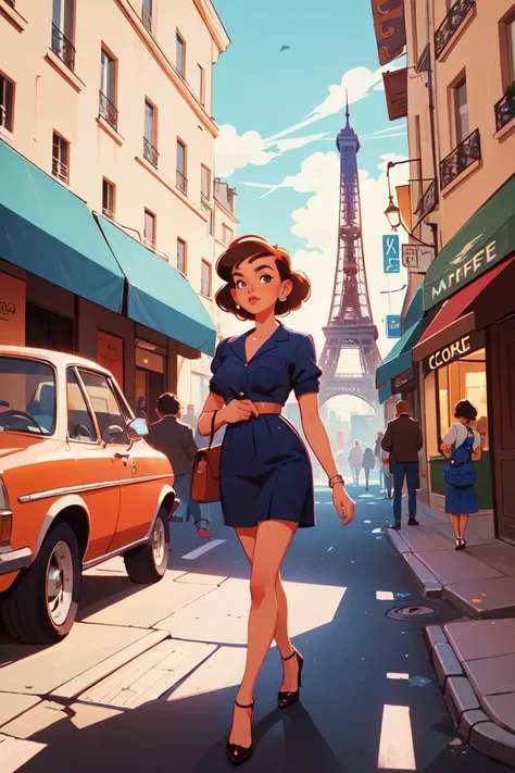 1girl coffee detailed 1980s fashion paris ( 8k, Darwyn Cooke ), <lora:GoodHands-vanilla:1>, scenery