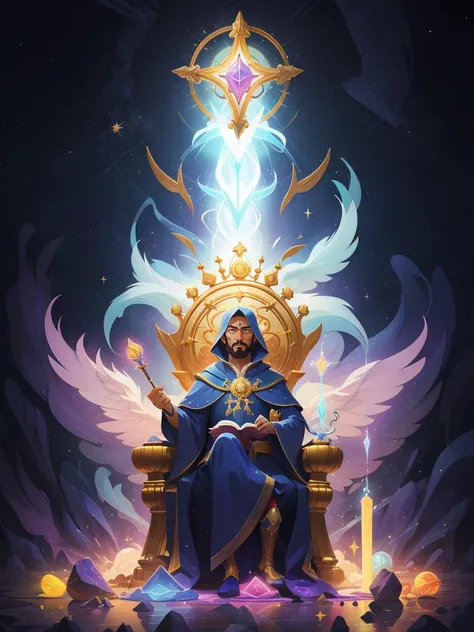Light king of sorcerers, light magic, faith magic, court of good, throne, blessed, aura, celestial