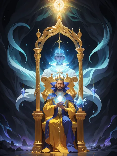 Light king of sorcerers, light magic, faith magic, court of good, throne, blessed, aura, celestial