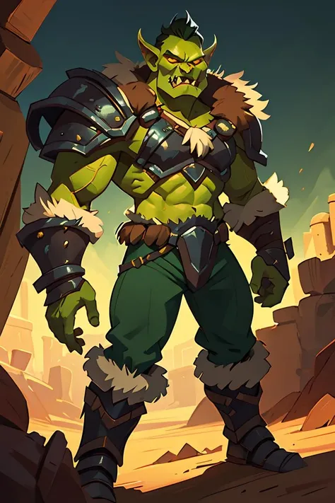 score_9, score_8_up, score_7_up, solo, male focus, fat male, orc, green skin, tusks, beard, outdoors, micro armor , shoulder armor, breastplate, upper body , pauldrons, day, boots , (( black micro tight shorts )) , full body , His body was wet with cum , BDSM Bondage