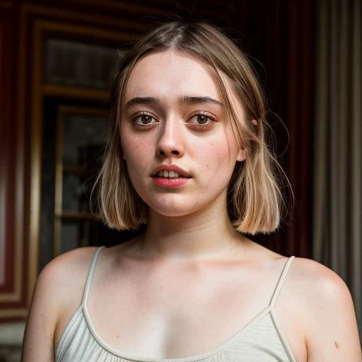 RAW photo, aimee lou wood, (high detailed skin:1.2), 8k uhd, dslr, soft lighting, high quality, film grain, Fujifilm XT3 <lora:aimee lou wood v1.0:1>