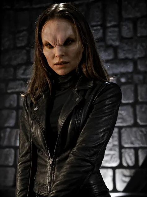 vmp face,natalie portman,black leather jacket,close-up,add_detail,masterpiece,(crypt background:1.2),night,highly detailed,soft lighting,volumetric lighting,film grain,cinematic