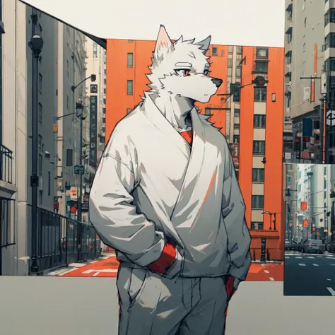 masterpiece, best quality,1boy,furry,furry male,solo focus,solo,novel illustration, fashion, colorful, city, <lyco:00loha-000014:0.8>