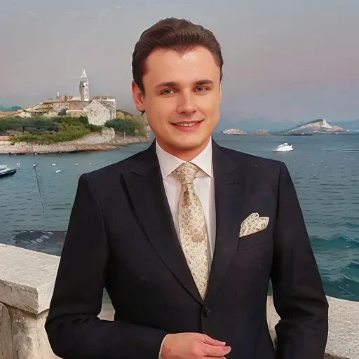 <lora:eugenePonasenkovLora_evgponasenk:1> smiling, suit, italy, sea, standing