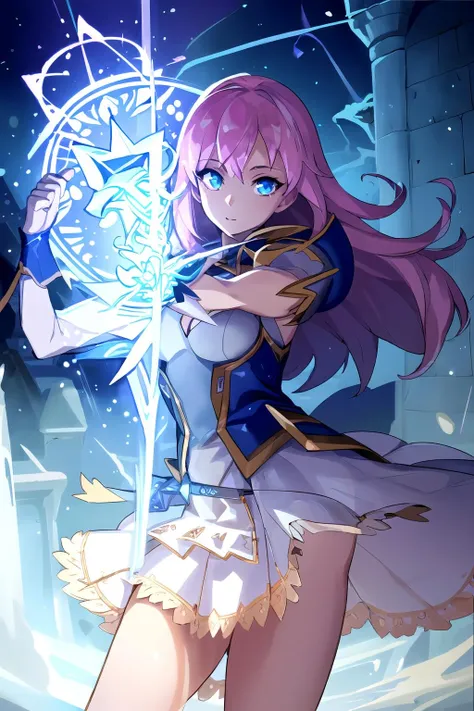 <lora:Edw4rds:1>,best quality,1girl,holding a sword,inside a castle,water,lightning,flashing lights,magic sphere,