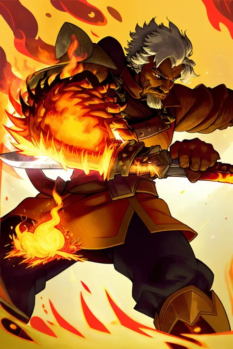 <lora:Edw4rds:1>,best quality,fire,flames,explosion,man holding a sword,holding a fireball,