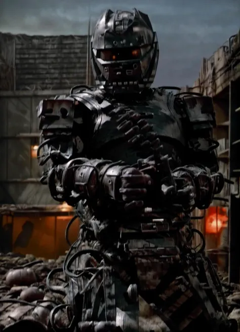 <lora:add_detail:0.6>, cptpower, tank, powersuit, heavy armour, helmet, holding a gun, at night in a wasteland <lora:Captain_Power_Style:1>