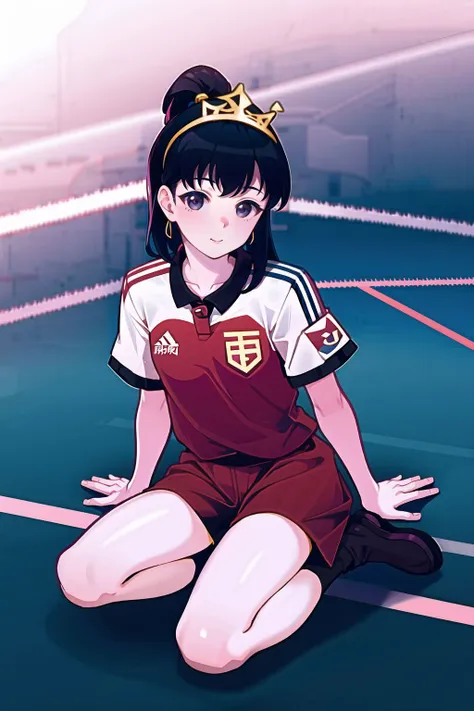 1girl,solo,princess,=soccer field,=yokozuwari