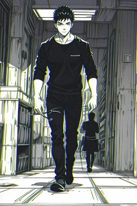 1boy, walk