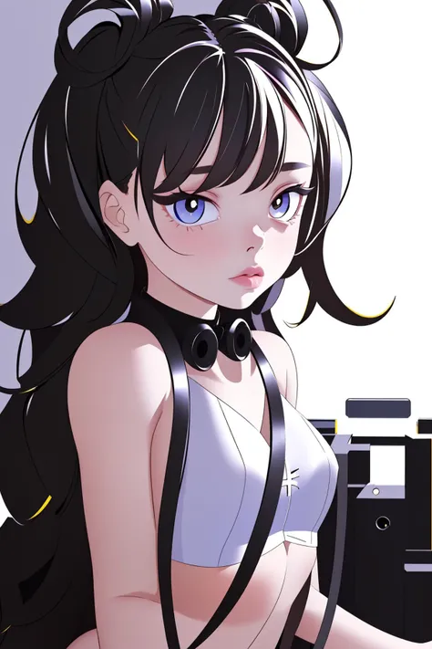 DV_Ramona_Vicious, 1girl, dressed, upper body, <lora:flat2:0.3>