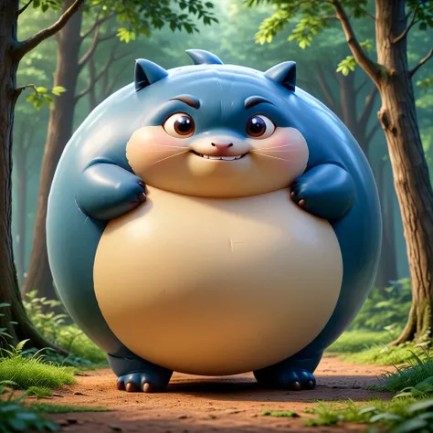 masterpiece anime artwork of sphrml spherical inflated inflatable   <lora:inflatablerubber:1> round large snorlax in a magical forest. <lora:spherimal:1>