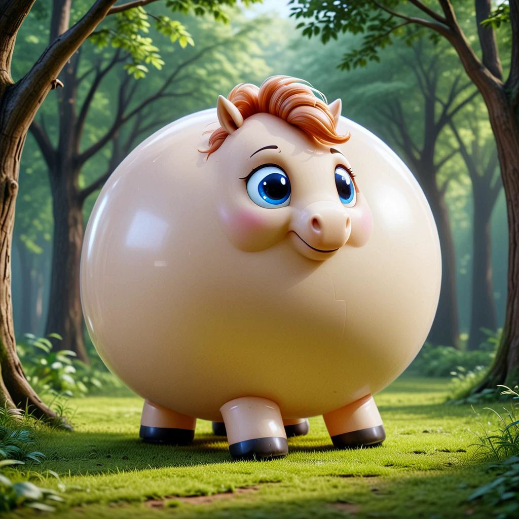masterpiece anime artwork of sphrml spherical inflated inflatable <lora:inflatablerubber:1> round rubber large pony in a magical forest. <lora:spherimal:1>