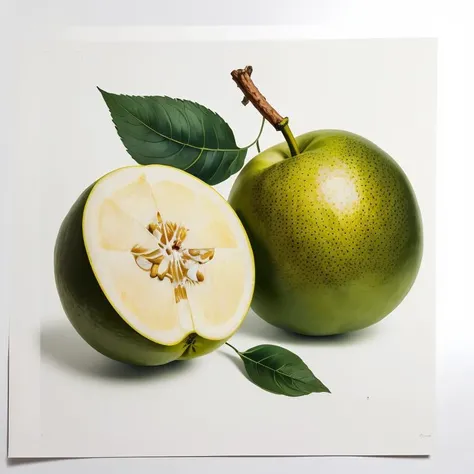 (8k, RAW photo, best quality, masterpiece:1.2),botanicart,blue leaf,fruit,<lora:Botanic:0.85>,simple background, white background,