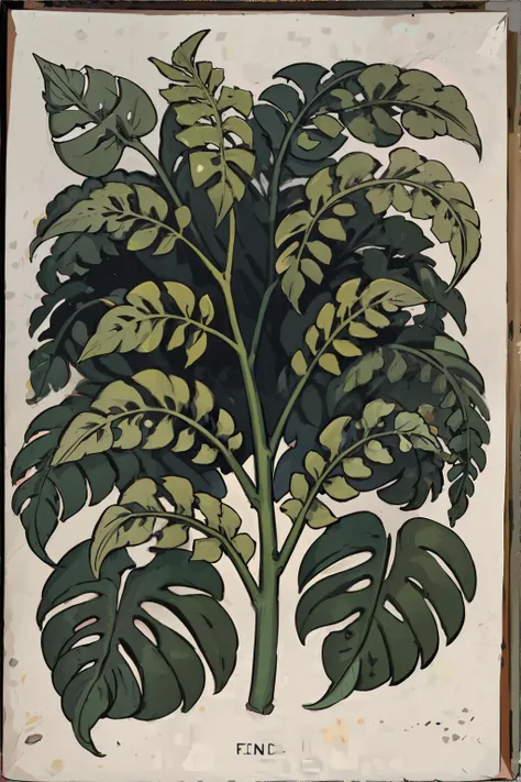 <lora:vanillabotanical:0.8>, botanicart, Boston Fern, old paper || masterpiece, perfect quality, sharp focus, shallow depth of field, 8k