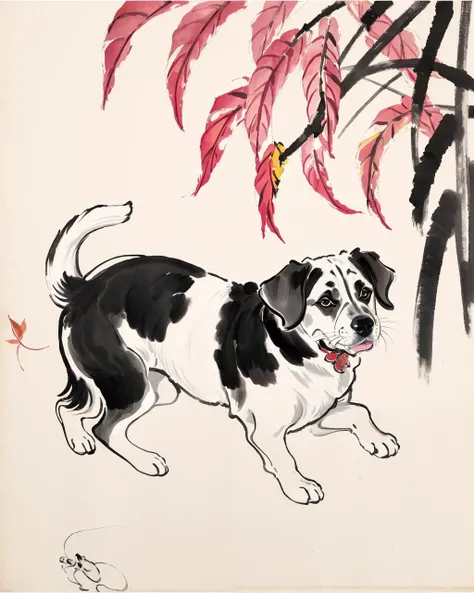 best quality,masterpiece,highly detailed,ultra-detailed,
<lora:neg4all_bdsqlsz_V3.5:-1>,
dog
<lora:Qi Baishi:1>qi baishi, no humans, simple background, animal focus, animal, leaf, plant, painting \(medium\), scenery, still life