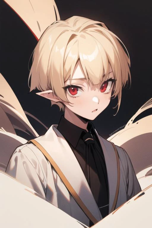 masterpiece, best quality, high quality, 1boy, solo, male focus, looking at viewer, upper body, <lora:gasper_vladi:0.56>, gasper_vladi, pointy ears, blonde hair, red eyes, , yukata