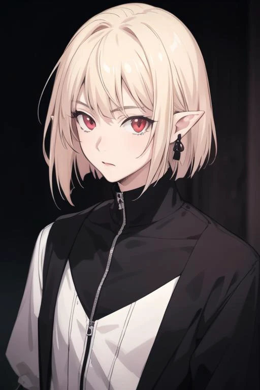 masterpiece, best quality, high quality, 1boy, solo, male focus, looking at viewer, upper body, <lora:gasper_vladi:0.58>, gasper_vladi, pointy ears, blonde hair, red eyes, realistic, gakuran