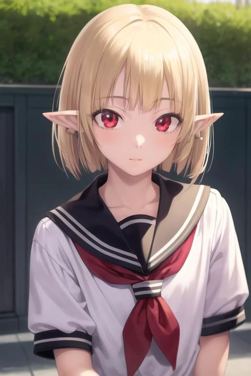 masterpiece, best quality, high quality, 1boy, solo, male focus, looking at viewer, upper body, <lora:gasper_vladi:0.62>, gasper_vladi, pointy ears, blonde hair, red eyes, realistic, school uniform