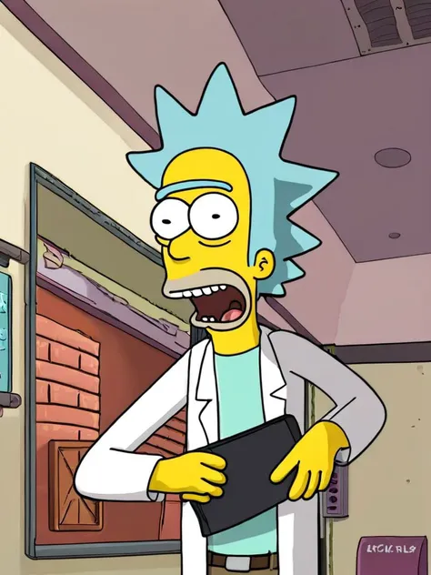 Rick Sanchez from the TV show "Rick and Morty" Simpstyle <lora:SDXL-Simpstyle-Lora-v2-r16:0.8>