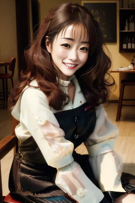 1woman, smile, medium hair, teeth,<lora:satomi_v2.0:0.8>, (masterpiece, best quality)