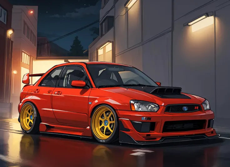 <lora:subaruImprezaSecond_v10:0.8> SBRIMPR3 masterpiece,best quality,official art,extremely detailed CG unity 8k wallpaper,illustration, bright, deep dish wheels, stanched, sports car, vehicle focus, road, ((need for speed)),((NFS)), moving, wet, (((NIGHT))),neon lights,drift,
