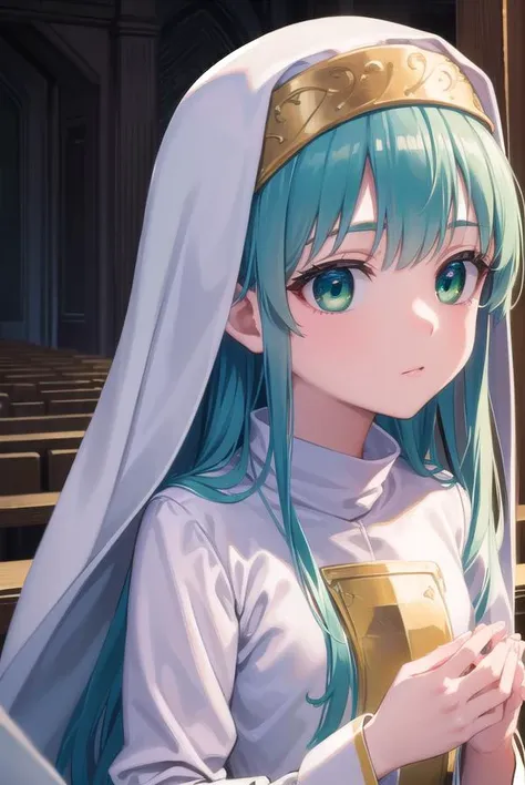 index, <lyco:index-lyco-nochekaiser:1>,
index, (green eyes:1.5), blue hair, long hair, (flat chest:1.2),
BREAK habit, long sleeves, nun, robe, white robe, wide sleeves,
BREAK looking at viewer, upper body, fully body,
BREAK indoors, church,
BREAK <lyco:GoodHands-beta2:1>, (masterpiece:1.2), best quality, high resolution, unity 8k wallpaper, (illustration:0.8), (beautiful detailed eyes:1.6), extremely detailed face, perfect lighting, extremely detailed CG, (perfect hands, perfect anatomy),