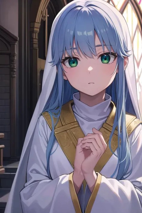 index, <lyco:index-lyco-nochekaiser:1>,
index, (green eyes:1.5), blue hair, long hair, (flat chest:1.2),
BREAK habit, long sleeves, nun, robe, white robe, wide sleeves,
BREAK looking at viewer, upper body, fully body,
BREAK indoors, church,
BREAK <lyco:GoodHands-beta2:1>, (masterpiece:1.2), best quality, high resolution, unity 8k wallpaper, (illustration:0.8), (beautiful detailed eyes:1.6), extremely detailed face, perfect lighting, extremely detailed CG, (perfect hands, perfect anatomy),