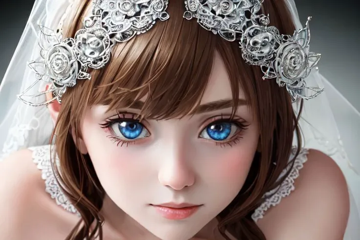 anime girl with blue eyes and a tiable on her head