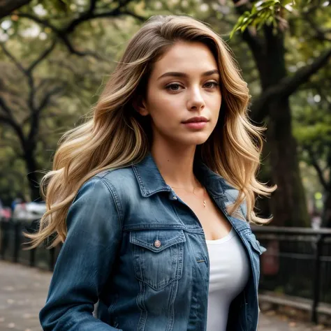 (New York Central Park, SFW, stylish jumpsuit, denim jacket, sneakers, energetic pose, walking along tree-lined paths, late morning:1.35) Instagram_Influencer_89_By_Stable_Yogi
Faceshot_By_stable_yogi
Humanizer_Embedding_By_Stable_Yogi
<lora:Detail Blaster By Stable Yogi:0.5>
(center_parted_long_wavy_blonde_hair)