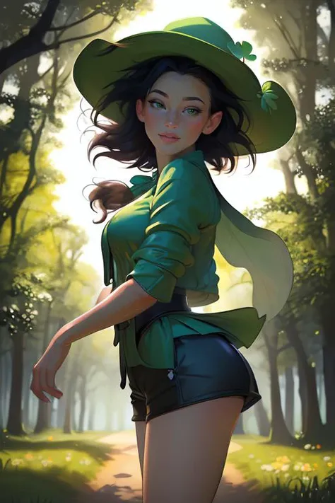 DEN_nastya_i_MA,
posing in an (enchanted forest:1.2) dressed as a (leprechaun:1.2), (shamrocks, clovers:1.2), , lucky charms, leprechaun, green clothing, green jacket and green shorts and a green hat, (magical:1.2), (enchanting:1.2),
bokeh, f1.4, 40mm, photorealistic, raw, 8k, textured skin, skin pores, intricate details <lora:epi_noiseoffset2:1>, epiCRealism <lora:ClothingAdjuster3:-1.3>