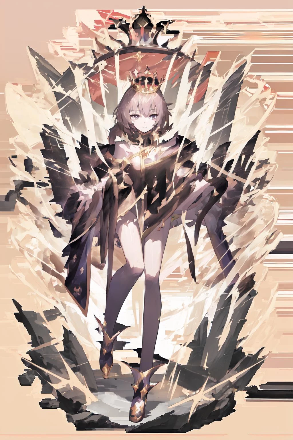Alstar, solo, 1girl, queen, crown, kinght, full body, <lora:alstar (Lora):1.0>