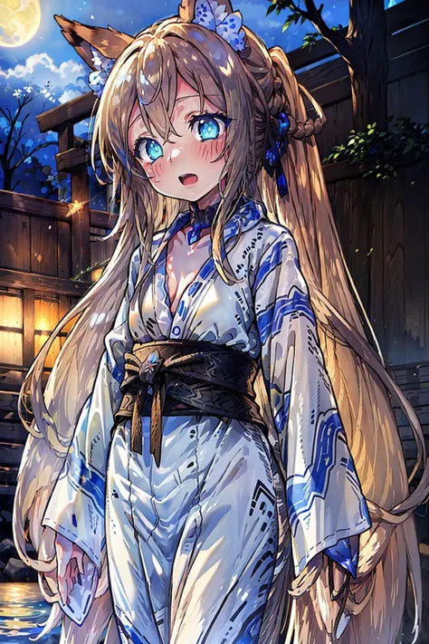 (masterpiece, best quality, extremely detailed cg),(adult game cg),highly detailed background,solo,(1 girl),
moon light,(8k portrait),close-up animal ear,(looking_at_viewer:1.6),(outdoor),(night onsen:1.5),
(beautiful girl),(cute girl),(embarrassed face:1.4),(nose blush:1),(open mouth:1.3),(small bust:1.5),(toddler body:1),(skinny legs:1.2),(skinny ass:1),
girl in onsen side,(standing:1.4),(spread legs:1),
fox girl:1.5,animal ear,fox,black fox ear:1.4,<lora:Animal ears_20230624183850:0.6> ,
(blond hair:1),(very long hair:1.8),(pony tail:1.3),
<lora:YUKATA-v2:0.6>,print clothes,long clothes,(yukata),( open clothes:1.2),long yukata,long sleeve,ribbon on waist,
(wearing collar:1.5), <lora:RingBondageCollarV2:0.8>,
(glowing_cobalt_blue_eyes:1.5),slit pupils,up-turnd eyes:1.3, <lora:T2:1>,<lora:slitpupils:1>