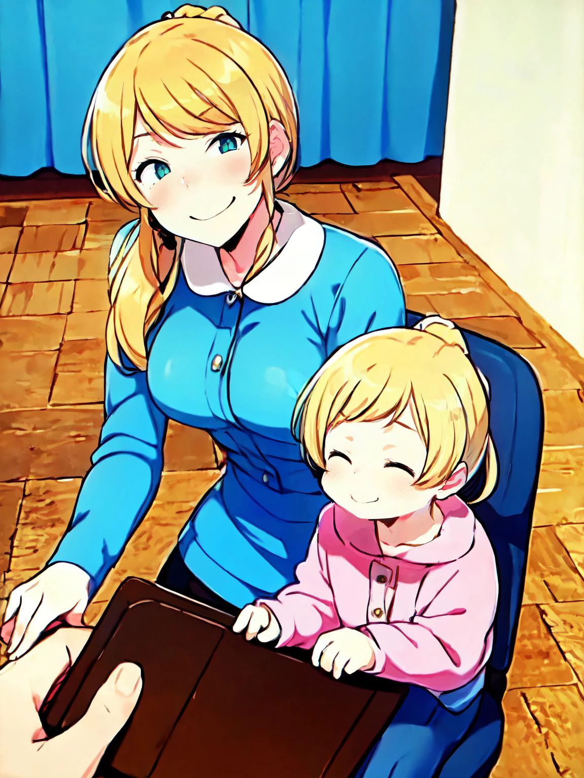 <lora:ellenbaker:0.8> <lora:smug-07:0.8><lora:add_brightness:0.5> <lora:add_saturation:0.5>
ellenbaker, smug, (half-closed eyes:0.7),parent and meeting (with mother)
straight-on,