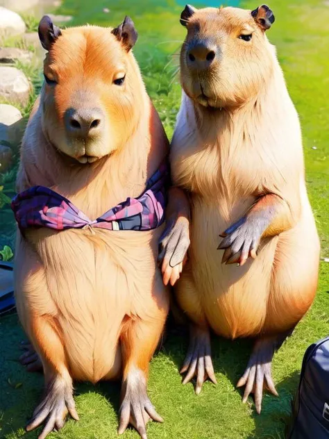 <lora:add_brightness:0.5><lora:add_detail:0.5> <lora:milf_downblouse.v10.1-e100:0.7><lora:capi-09:1>no human, (capybara, wearing),(capybara, wearing), downblouse,
from above,