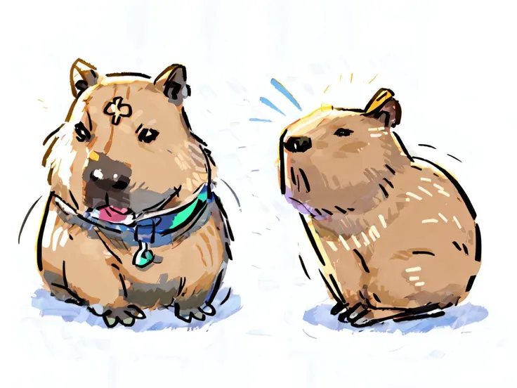 <lora:add_brightness:0.5><lora:add_detail:0.5> <lora:Crayon drawing:1.1> <lora:capi-09:1>
capybara VS cat,
white background,
