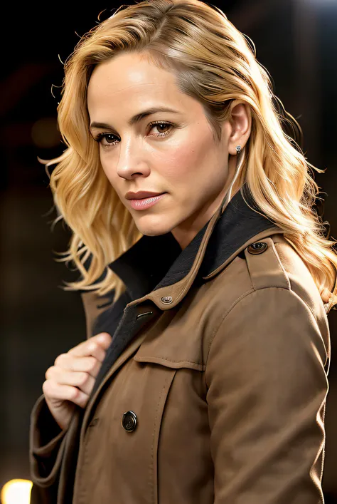 photo of (M4ri4Bell001:0.99), a woman, RAW, close portrait photo, long tan trench coat, pale skin, slim body, (high detailed skin:1.2), 8k uhd, dslr, soft lighting, high quality, film grain, Fujifilm XT3 sharp focus, f 5.6