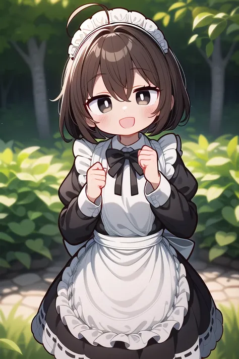 <lora:hyperdetailer_v095:0.6>
<lora:hyperrefiner_v090:0.3>
insanely detailed, absurdres, ultra-highres, ultra-detailed, best quality,
1girl, solo, nice hands, perfect hands
BREAK
(cleavage:-1.5),
(traditional maid:1.2),
apron, blush, bow, bowtie, frilled apron, frills, long sleeves, maid, maid apron, maid headdress, waist apron, white apron,
(maid costume, maid hair dress:1.3), long skirt
BREAK
happy smile, laugh, open mouth
BREAK
standing, cowboy shot, looking at viewer
BREAK
slender, kawaii, perfect symmetrical face, ultra cute girl, ultra cute face, ultra detailed eyes, ultra detailed hair, ultra cute, ultra beautiful
BREAK
fantasy world, garden of a castle, depth of field, ultra detailed background
BREAK
medium breasts
BREAK
black brown hair, black eyes, short bob cut, hair between eyes, ahoge,
(cat ear, angel wing:-1.5)
