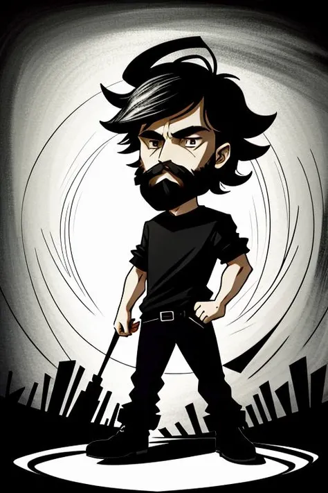(image in dst style:1.2), messy lines, dark lines, a man with a beard and a black shirt, (masterpiece, extremely detailed, 4k, 8k, 16k, highres:1.3) <lora:dontstarve_dst:1> <lora:peterDinklage_v10:0.9>