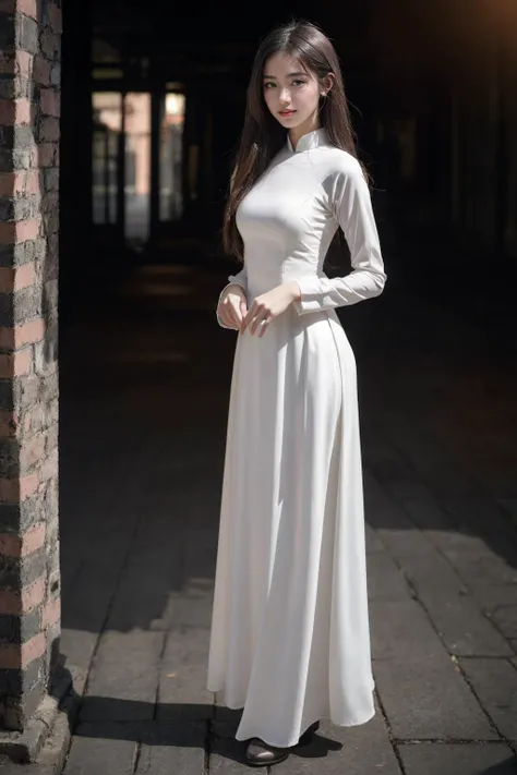 1girl, aodai, photo art, (flower:1.2),<lora:aodai_SD_chiasedamme_v02:0.7>, a stunning photo with beautiful saturation, ultra high res,(realistic:1.4)),deep shadow,(best quality, masterpiece), pale skin, dimly lit, shade, flustered, blush, highly detailed, skinny, BREAK depth of field, film grain, wrinkled skin, looking at viewer, knee, warm smile, (full body:1.2), masterpiece,ultra realistic,32k,extremely detailed CG unity 8k wallpaper, best quality
