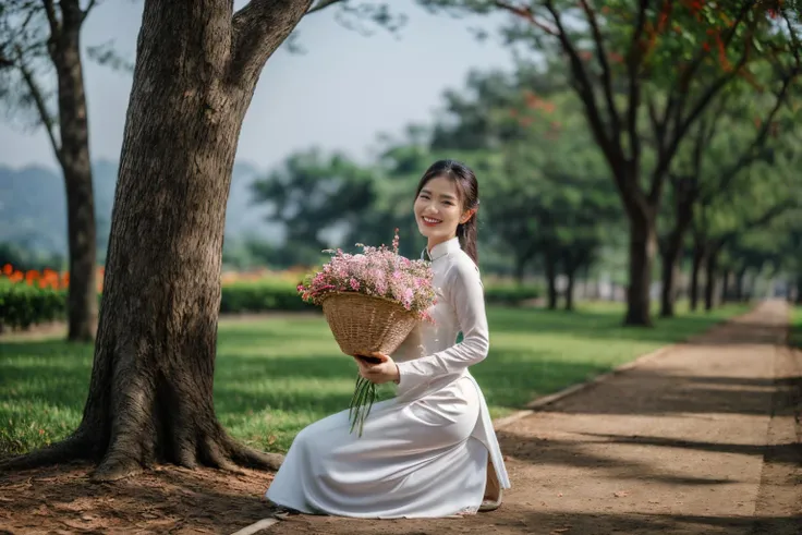 aodai, smile, photographed on a Nikon Z7 II Mirrorless Camera,120mm F/4 wide-angle
a woman in a pink dress  with flowers in it and a (basket of flowers), Ding Yunpeng, phuoc quan, a stock photo, art photography
a woman in a white dress holding a bouquet of flowers, Byeon Sang-byeok, portrait photography, a stock photo, art photography
1girl, aodai, photo art, (flowers:1.2), tree, <lora:aodai_SD_chiasedamme_v02:0.6>, a stunning photo with beautiful saturation, ultra high res,(realistic:1.4)),deep shadow,(best quality, masterpiece), pale skin, dimly lit, shade, flustered, blush, highly detailed, skinny, BREAK depth of field, film grain, wrinkled skin, looking at viewer, knee, warm smile, <lora:girl_SDLife_Chiasedamme_v2.3:0.35>  <lora:more_details:0.3> <lora:add_detail:0.3>