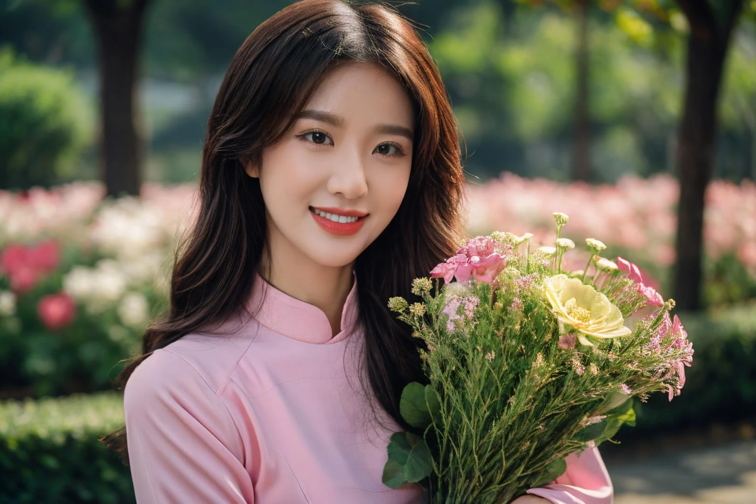 aodai, smile, photographed on a Nikon Z7 II Mirrorless Camera,120mm F/4 wide-angle
a woman in a pink dress with flowers in it and a (basket of flowers), Ding Yunpeng, phuoc quan, a stock photo, art photography
a woman in a white dress holding a bouquet of flowers, Byeon Sang-byeok, portrait photography, a stock photo, art photography
1girl, aodai, photo art, (flowers:1.2), tree, <lora:aodai_SD_chiasedamme_v02:0.6>, a stunning photo with beautiful saturation, ultra high res,(realistic:1.4)),deep shadow,(best quality, masterpiece), pale skin, dimly lit, shade, flustered, blush, highly detailed, skinny, BREAK depth of field, film grain, wrinkled skin, looking at viewer, knee, warm smile, <lora:girl_SDLife_Chiasedamme_v2.3:0.35> <lora:more_details:0.3> <lora:add_detail:0.3>